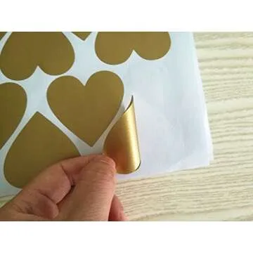 Set of 96 Pieces 2" Heart Wall Decor Sticker DIY Children's Wall Decor Decals Removable Vinyl Kids Room Baby Boys Grils Bedroom Wall Sticker YYU-19(Gold)