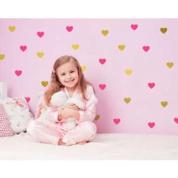 Set of 96 Pieces 2" Heart Wall Decor Sticker DIY Children's Wall Decor Decals Removable Vinyl Kids Room Baby Boys Grils Bedroom Wall Sticker YYU-19(Gold)