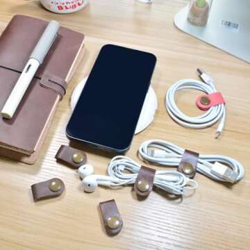 CAILLU Cord Organizer,Cord Keeper,Cable Organizer USB Holder,Cable Management,Cable Straps,Earbud ca...