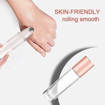 BOSMIOW 10ml(1/3oz) Glass Roller Bottles 20 Packs Essential Oil Roller Bottles Glass Roll On Bottles For Essential Oils Perfume Aromatherapy With Stainless Steel Roller Balls