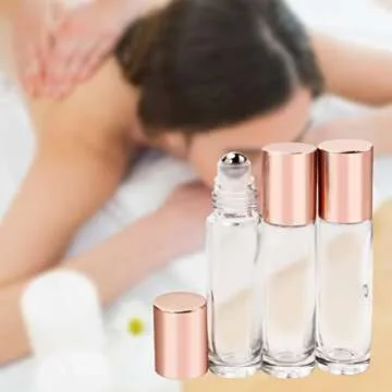 BOSMIOW 10ml(1/3oz) Glass Roller Bottles 20 Packs Essential Oil Roller Bottles Glass Roll On Bottles For Essential Oils Perfume Aromatherapy With Stainless Steel Roller Balls