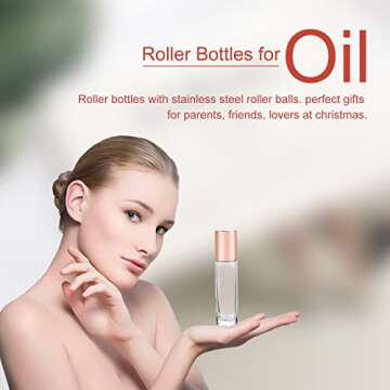 BOSMIOW 10ml(1/3oz) Glass Roller Bottles 20 Packs Essential Oil Roller Bottles Glass Roll On Bottles For Essential Oils Perfume Aromatherapy With Stainless Steel Roller Balls