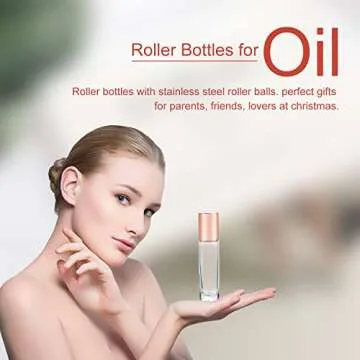 BOSMIOW 10ml(1/3oz) Glass Roller Bottles 20 Packs Essential Oil Roller Bottles Glass Roll On Bottles For Essential Oils Perfume Aromatherapy With Stainless Steel Roller Balls