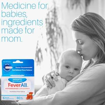 Feverall Infant Acetaminophen Suppositories 6 Rectal Suppositories 80mg Each Pain Reliever/Fever Red...