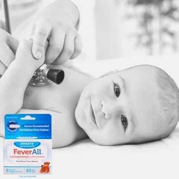 Feverall Infant Acetaminophen Suppositories 6 Rectal Suppositories 80mg Each Pain Reliever/Fever Reducer. Paraben Free, No Artificial Colors or Other preservatives. Ages 6-36 Months- 2 Pack