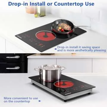 Karinear 12-Inch Electric Cooktop - Fast Cooking & Safety Features