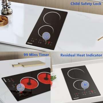 Karinear 12-Inch Electric Cooktop - Fast Cooking & Safety Features