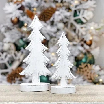 AuldHome Design Wooden Christmas Trees Set for Holiday Decor
