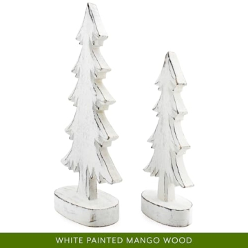 AuldHome Design Wooden Christmas Trees Set for Holiday Decor
