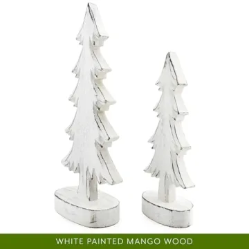 AuldHome Design Wooden Christmas Trees Set for Holiday Decor