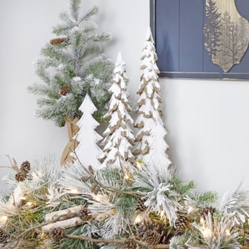 AuldHome Design Wooden Christmas Trees Set for Holiday Decor