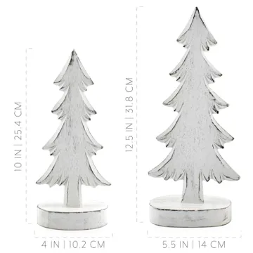 AuldHome Design Wooden Christmas Trees Set for Holiday Decor