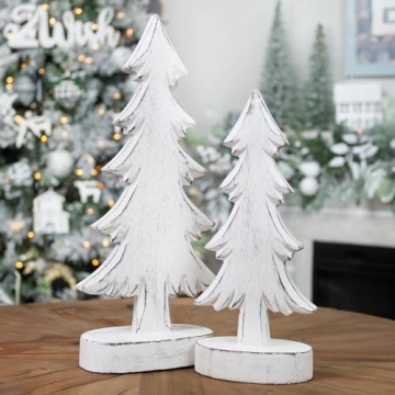 AuldHome Design Wooden Christmas Trees Set for Holiday Decor