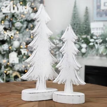 AuldHome Design Wooden Christmas Trees Set for Holiday Decor