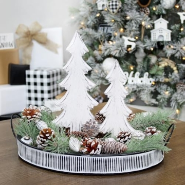 AuldHome Design Wooden Christmas Trees Set for Holiday Decor