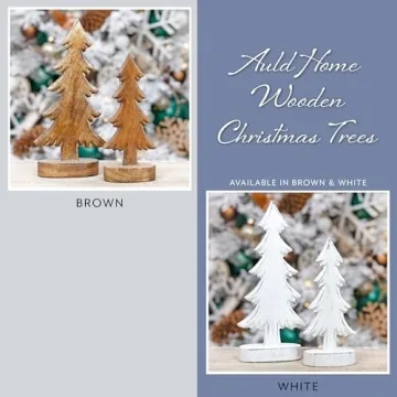 AuldHome Design Wooden Christmas Trees Set for Holiday Decor