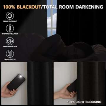 Novecozy 100% Blackout Curtains 84 Inches Long, Linen Thermal Insulated Curtains & Drapes for Bedroom/Living Room, Rod Pocket/Back Tab/Hook Belt/Ring Clips (2 Panels, W50 x L84, Charcoal Grey)