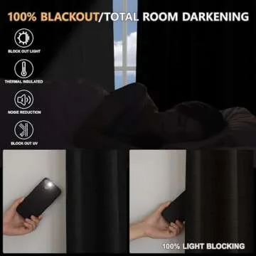 Novecozy 100% Blackout Curtains 84 Inches Long, Linen Thermal Insulated Curtains & Drapes for Bedroom/Living Room, Rod Pocket/Back Tab/Hook Belt/Ring Clips (2 Panels, W50 x L84, Charcoal Grey)