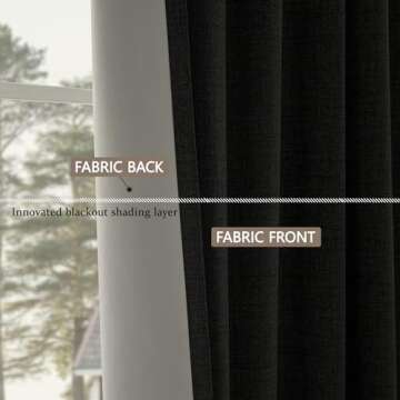 Novecozy 100% Blackout Curtains 84 Inches Long, Linen Thermal Insulated Curtains & Drapes for Bedroom/Living Room, Rod Pocket/Back Tab/Hook Belt/Ring Clips (2 Panels, W50 x L84, Charcoal Grey)