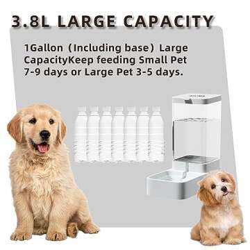 NKECOBJI Gravity Pet Feeder and Water Dispenser Set, Automatic Dog Feeder and Dog Water Dispenser for Dogs Cats Pets Animals Large Capacity(Water Feeder)