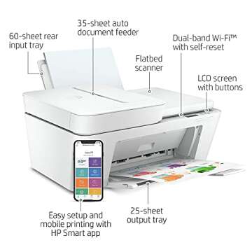HP DeskJet Plus 4152 All-in-One Color Inkjet Printer, Mobile Print, Scanner & Copy, Instant Ink Read...