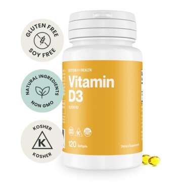 Better Way Health™ - High Potency Vitamin D3 Supplement - Immune & Bone Health Support - Non-GMO &...