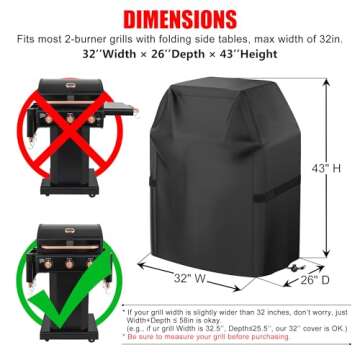 Grill Cover, 32 inch Small Gas Grill Cover for Outdoor Grill, Waterproof, Weather Resistant, UV & Fa...