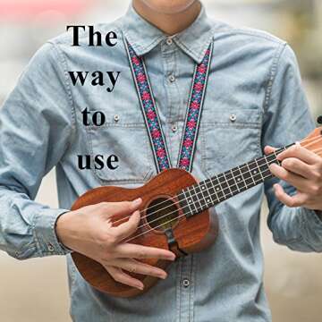 CLOUDMUSIC Clip On Ukulele Strap No Drill – Hawaiian Style