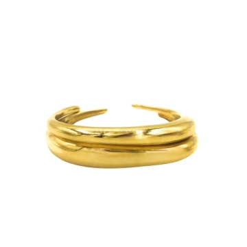 Ubuntu Life Chunky Cuff Bracelet Set – Brass Wrist Cuff Bracelet, Gold Bangle Bracelets for Women Made from Recycled Brass (Set of 2)