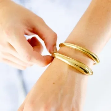 Ubuntu Life Chunky Cuff Bracelet Set – Brass Wrist Cuff Bracelet, Gold Bangle Bracelets for Women Made from Recycled Brass (Set of 2)