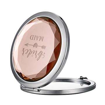STARAMZ 9 Sets Bridesmaid Proposal Gifts Compact Mirror, 1 Bride to Be Makeup Mirror 8 Bride Tribe Mirrors Wedding Bridesmaid Gifts-Mirror for Bridal Party,Champagne Mirror