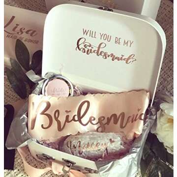 STARAMZ 9 Sets Bridesmaid Proposal Gifts Compact Mirror, 1 Bride to Be Makeup Mirror 8 Bride Tribe Mirrors Wedding Bridesmaid Gifts-Mirror for Bridal Party,Champagne Mirror