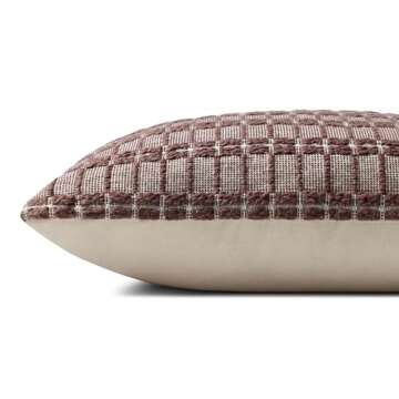 Loloi Poe Pillow, 18'' x 18'' Cover w/Down, Burgundy