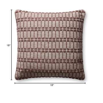 Loloi Poe Pillow, 18'' x 18'' Cover w/Down, Burgundy