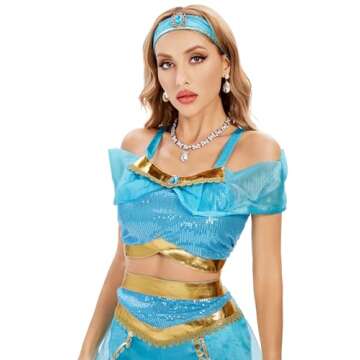 Funna Princess Costume Dress Up for Women - Blue