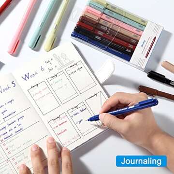 AECHY Colored Curve Pens, Dual Tip Pens with 6 Different Curve Shapes & 8 Colors Fine Tips, Planner Pens For Writing Journaling Note Taking Drawing Scrapbook Art School Supplies(Classic)