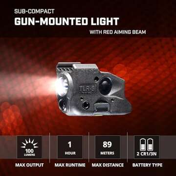 Streamlight 69290 TLR-6 100-Lumen Tactical Weapon Light with Integrated Red Aiming Laser Designed Exclusively and Solely for Select Glock Railed Handguns, Black