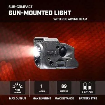Streamlight 69290 TLR-6 100-Lumen Tactical Weapon Light with Integrated Red Aiming Laser Designed Exclusively and Solely for Select Glock Railed Handguns, Black