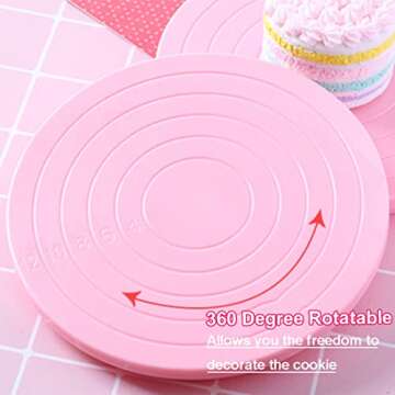 16 Pc Cookie Decorating Kit - 2 Acrylic Turntables, 6 Scribe Needles, 2 Mesh Mats, 6 Decoration Brushes