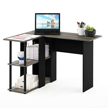 Furinno Abbott L-Shape Computer Desk & Bookshelf