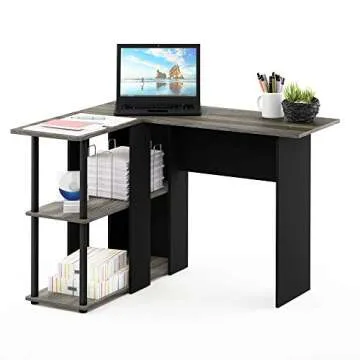 Furinno Abbott L-Shape Computer Desk & Bookshelf