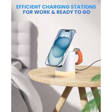 Wireless Charging Station for iPhone Mag-Safe: JoyGeek 3-in-1 Foldable Charger Phone Stand Charger for iPhone 16/15/14/13/12 Pro/Max/Plus - for AirPods - for Apple Watch 2-10/Ultra