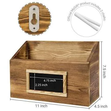 Rustic Wood Wall Mounted Organizer Bins with Chalkboard