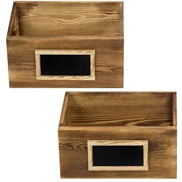 Rustic Wood Wall Mounted Organizer Bins with Chalkboard