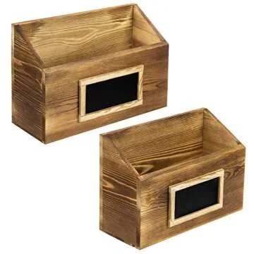 Rustic Wood Wall Mounted Organizer Bins with Chalkboard