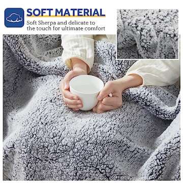 Sealy Electric Blanket Heated Throw 50"x60" Soft Double Sherpa Super Cozy with 6 Fast Heating Levels & 2-10 Hours Auto-Off, Over-Heat Protection, Machine Washable, Charcoal