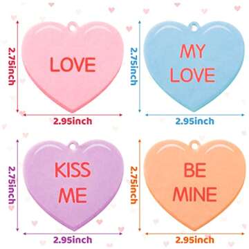 ANGOLIO 8PCS Valentine's Day Conversation Heart Decor Car Air Fresheners, Sweet Candy Heart Shaped H...