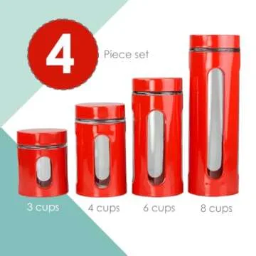 Stylish Home Basics Retro Kitchen Canisters Set - 4 Pieces