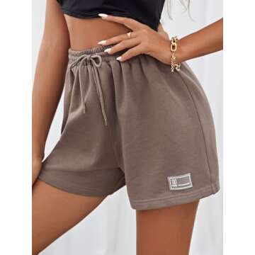 MakeMeChic Women's Casual Drawstring Waist Sweat Shorts Running Track Shorts A Mocha Brown L