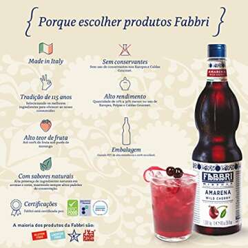 Fabbri Flavoring Syrup, Orgeat, Made in Italy, 33.8 Ounce (1 Liter)